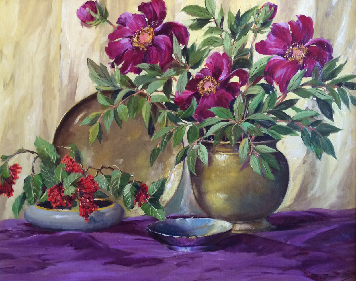 GEORGE DEMONT OTIS - "Peonies" - Oil on Canvas - 24" x 30"