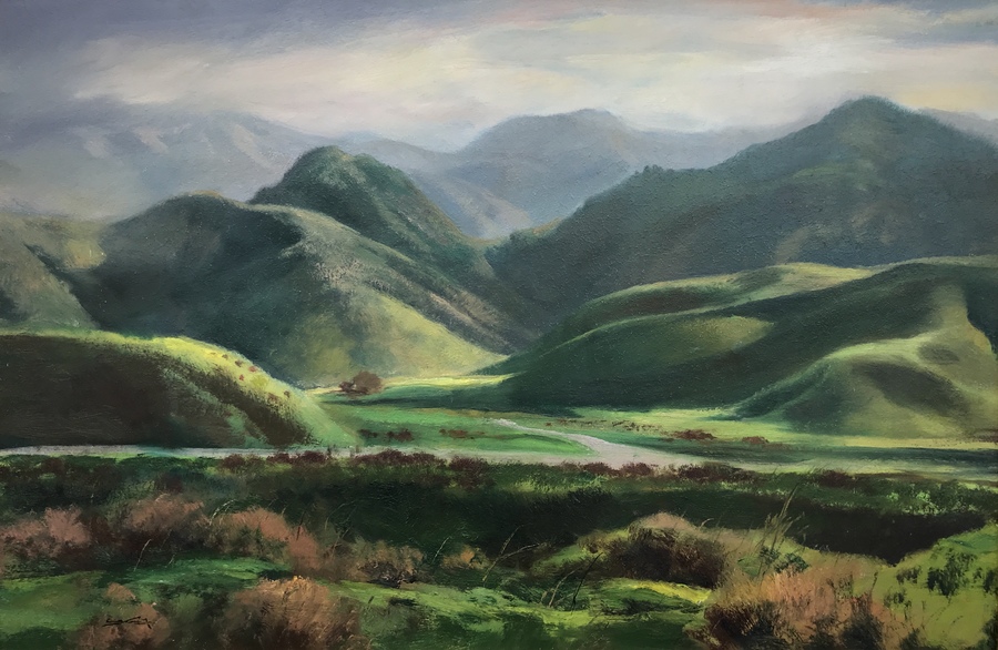 EMIL KOSA, JR. - "Green Hills" - Oil on Canvas - 24" x 36"