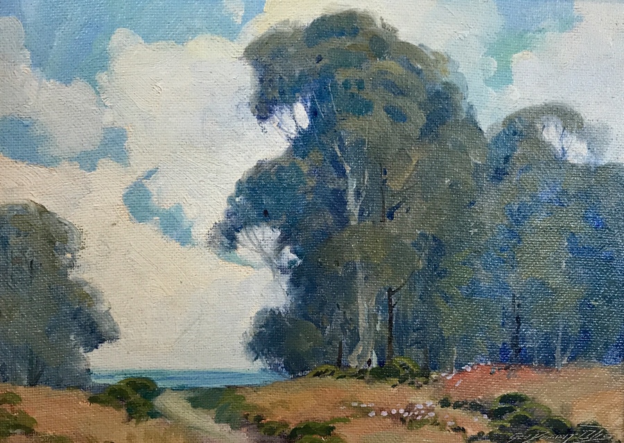 GEORGE DEMONT OTIS - "Toward the Sea, Pedro Valley" - Oil - 14" x 18"