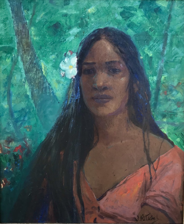 WILLIAM RITSCHEL - "Portrait of a Tahitian Girl" - Oil on Board - 24" x 20"