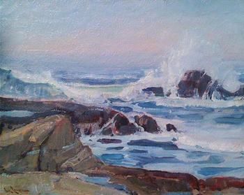 PAUL LAURITZ - CRASHING WAVES, LAGUNA BEACH - Oil on Board - 16" x 20"